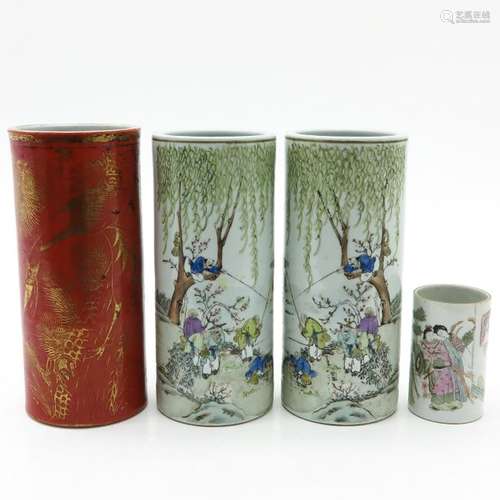 A Diverse Lot of 4 Vase In diverse motifs, tallest...