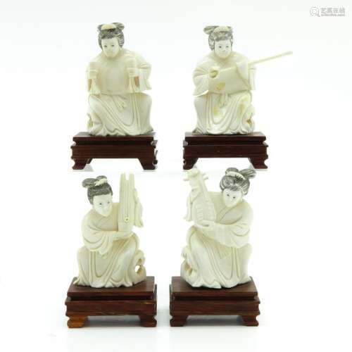 A Series of 4 Carved Sculptures Depicting Chinese ...
