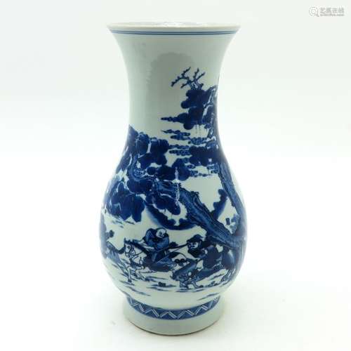 A Blue and White Vase Depicting landscape scene wi...