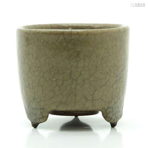 A Small Crackleware Tripod Censer 6 cm. Tall.		A ...