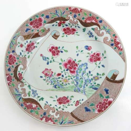 A Famille Rose Scroll Decor Charger Floral decor i...