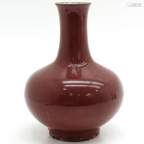 A Copper Red Monochrome Vase Converted to lamp bas...