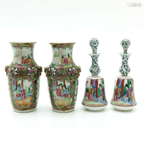 A Lot of Cantonese Porcelain Including a pair of v...