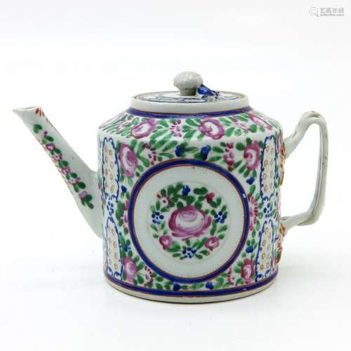 A Polychrome Decor Teapot Depicting flowers, 15 cm...