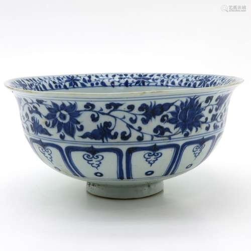 A Blue and White Bowl Depicting flowers and ducks ...