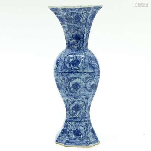 A Blue and White Decor Vase 30 cm. Tall, hairline ...