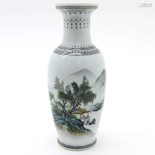 A Polychrome Decor Vase Depicting landscape decor,...