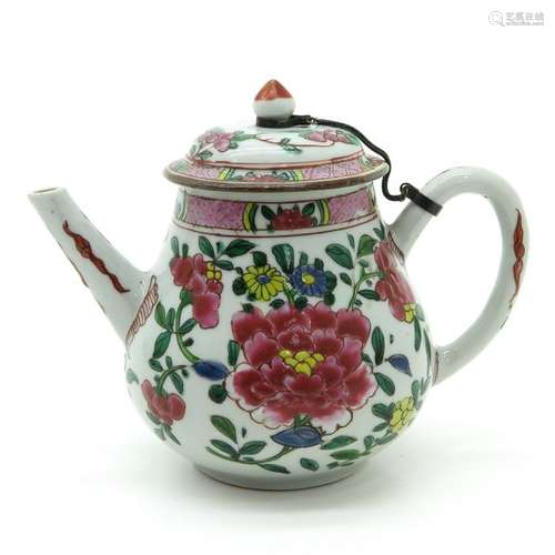 A Famille Rose Teapot Floral decor, 13 cm. Tall, r...