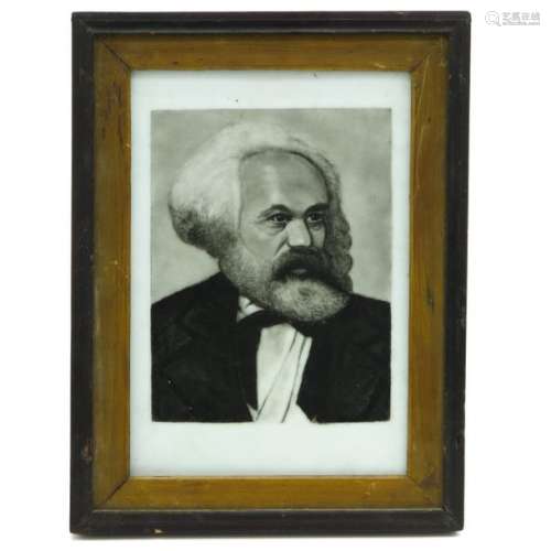 A Framed Portrait Tile Depicting man with beard, t...