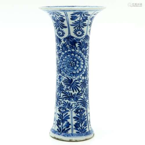 A Blue and White Vase Floral decor, 24 cm. Tall, c...