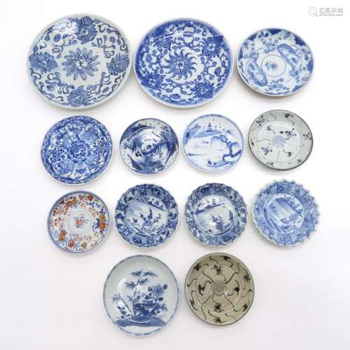 A Lot of 13 Blue and White Small Plates In diverse...