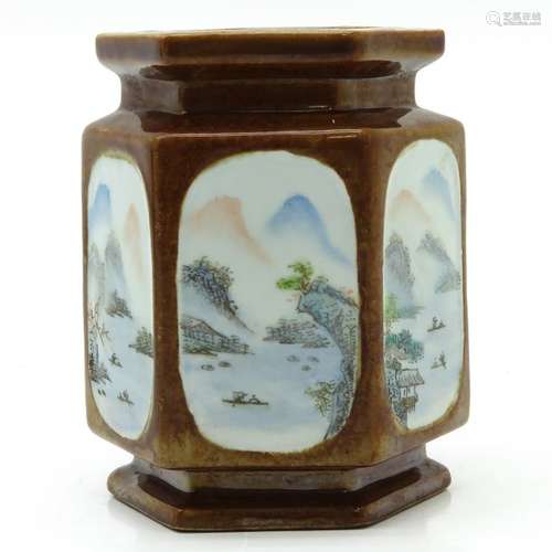 A Polychrome Decor Vase Depicting landscape decors...