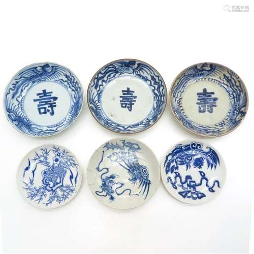 A Lot of 6 Blue and White Plates In diverse decors...