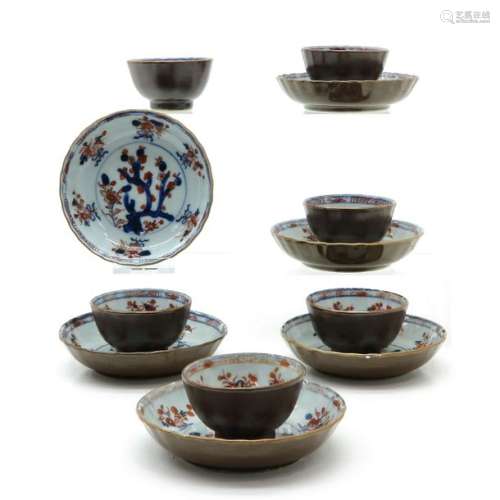 A Series of 6 Cappuccino Decor Cups and Saucers De...