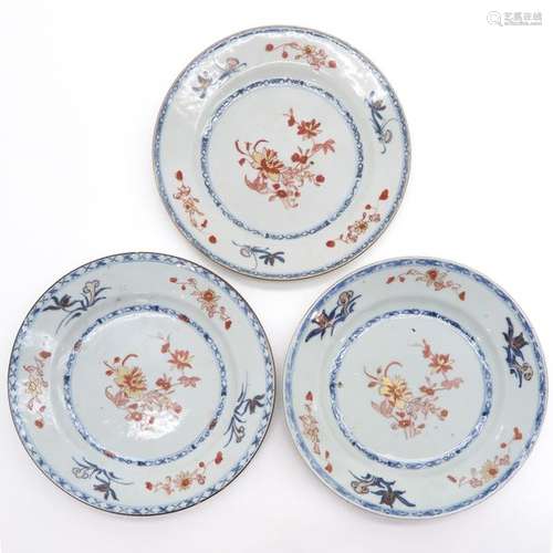 A Series of 3 Imari Decor Plates 23 cm. In diamete...