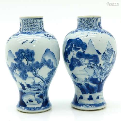 A Pair of Blue and White Vases Landscape decor, ma...