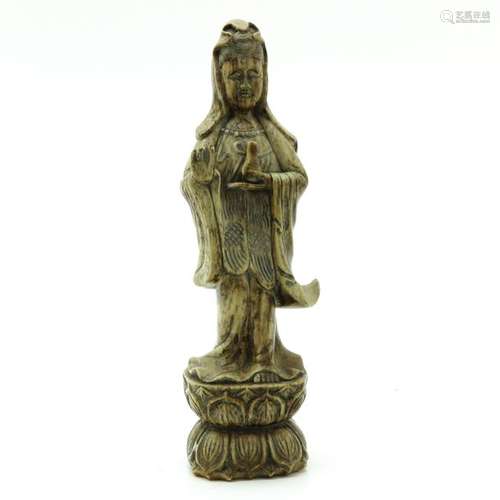 A Carved Stone Quanyin Sculpture 27 cm. Tall.		A ...