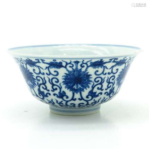 A Blue and White Bowl Floral decor, marked on bott...