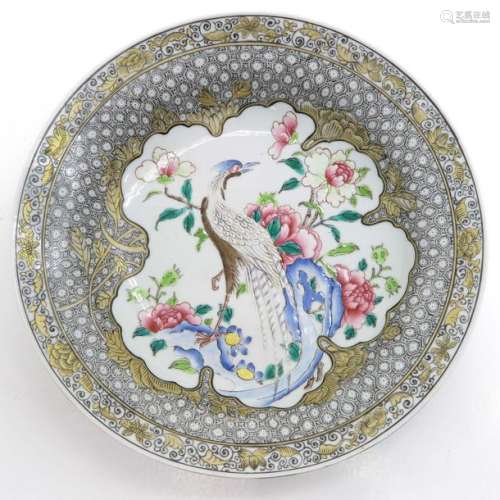 A Polychrome Decor Plate Depicting a peacock with ...