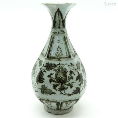 A Black and White Decor Vase Depicting flowers, 26...