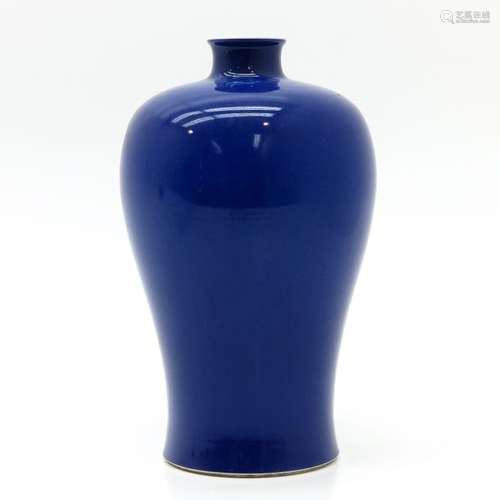 A Blue Monochrome Meiping Vase Marked on bottom wi...