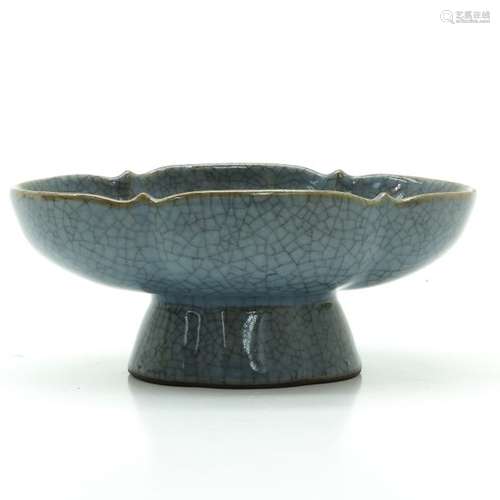 A Crackleware Decor Altar Dish Blue glaze ground w...