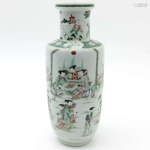 A Famille Verte Decor Vase Depicting gathering of ...