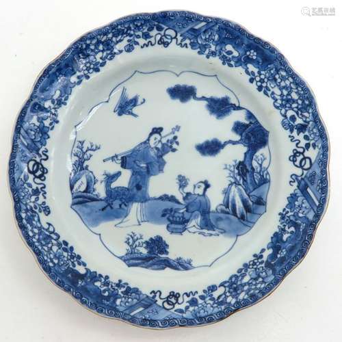 A Blue and White Plate Depicting Chinese people in...