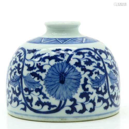 A Blue and White Decorated Brush Washer Floral dec...
