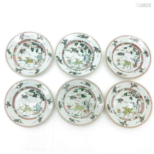 A Series of 6 Polychrome Decor Plates Depicting de...