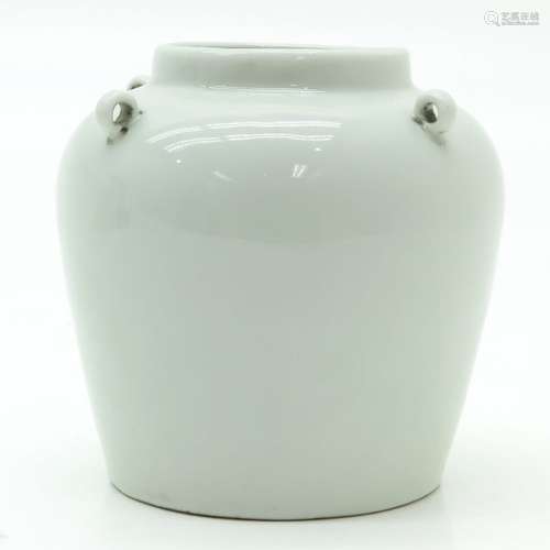 A White Monochrome Vase 4 Small handles, 15 cm. Ta...