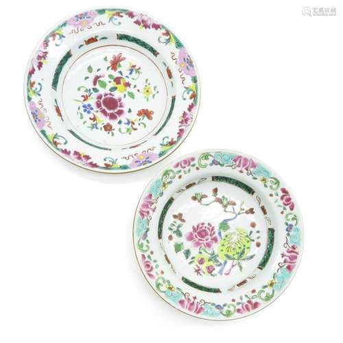 A Lot of 2 Famille Rose Plates Both with floral de...