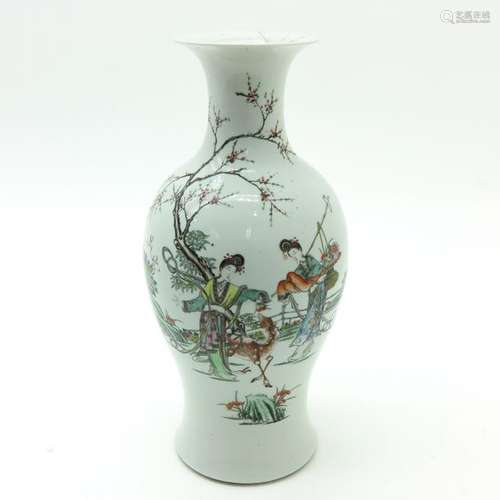 A Polychrome Decor Vase Depicting Chinese ladies i...