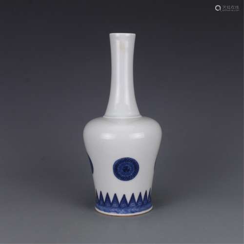 A BLUE AND WHITE BOTTLE VASE, KANGXI MARK