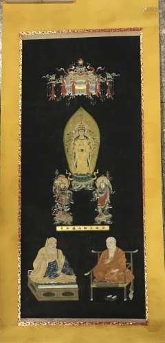 A CHINESE SCROLL PAINTING OFBUDDHAS