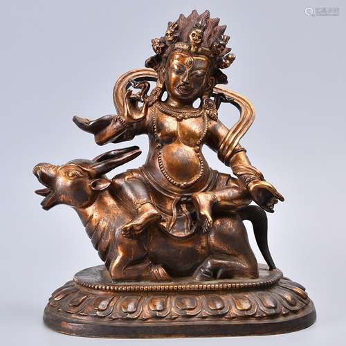 A GILT-BRONZE FIGURE OF DORJE RABTENMA