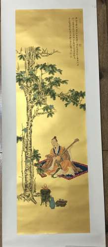 A CHINESE SCROLL PAINTING OF AN OLD MAN