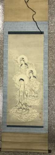 A CHINESE SCROLL PAINTING OF GUANYIN