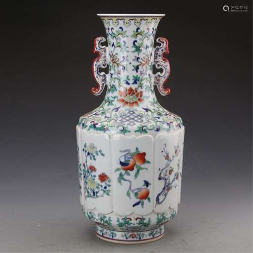 A FAMILLE ROSE VASE, QIANLONG MARK