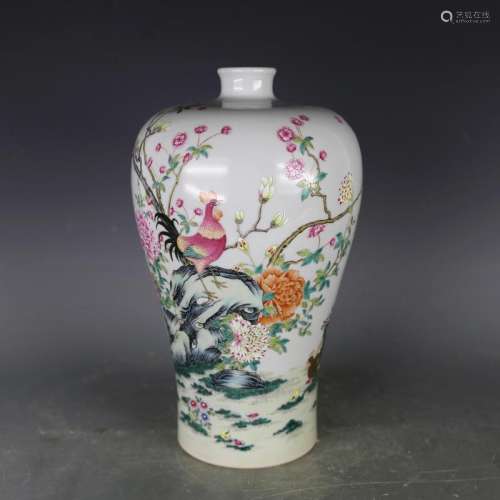 A FAMILLE ROSE MEIPING VASE, YONGZHENG MARK