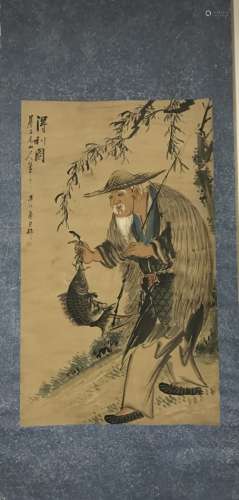 A CHINESE PAITING OF AN OLD MAN