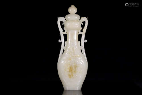 17-19TH CENTURY, A DOUBLE-EAR GOURD SHAPE HETIAN JADE BOTTLE, QING DYNASTY