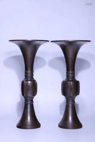 A PAIR OF BRONZE COLORED GOBLET