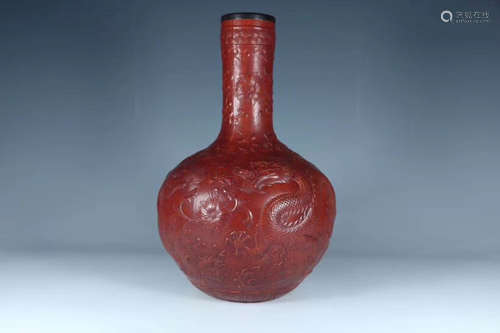 17-19TH CENTURY, A DRAGON&FLORAL PATTERN GLOBULAR VASE, QING DYNASTY