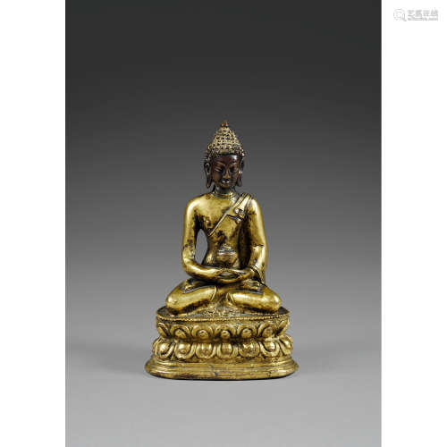 STATUETTE DE BHAISHAJYAGURU<R>en alliage de cuivre doré