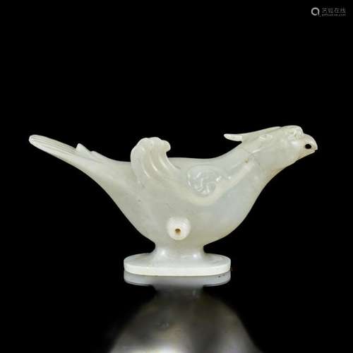 CHINESE WHITE JADE CARVED BIRD EFFIGY