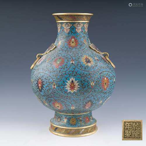 QING GILT BRONZE CLOISONNE ENAMEL VASE