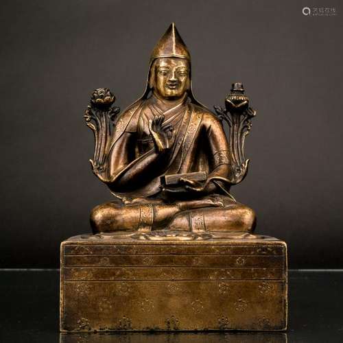 QING GILT BRONZE BUDDHA OF GENDUN DRUB, FIRST DALAI