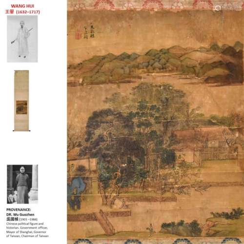 17/18TH C WANG HUI, QING RIVER VALLEY SILK PAINTING