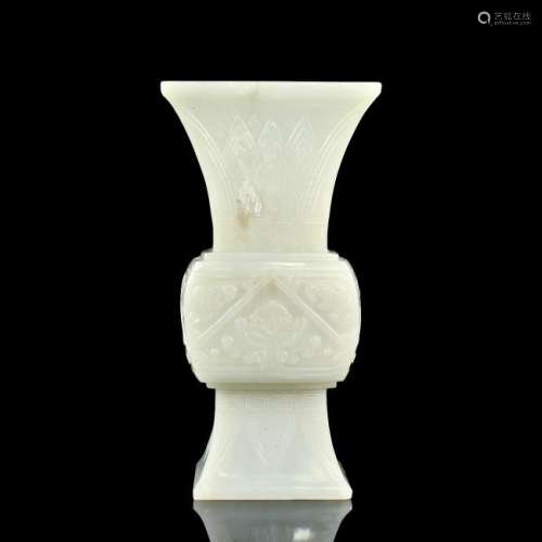 CHINESE JADE CARVED GU VASE